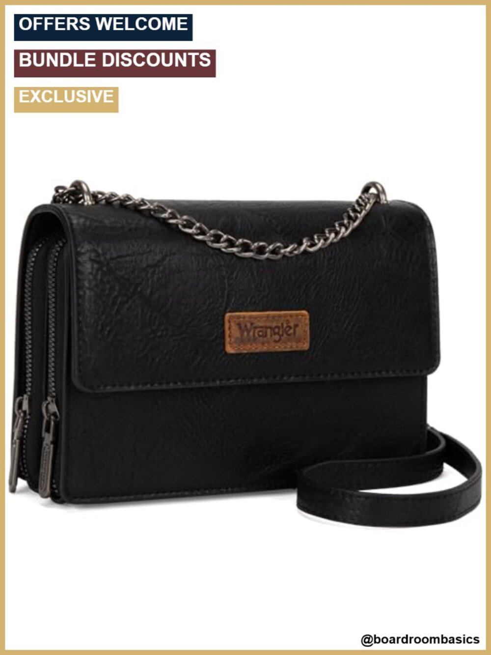 Wrangler Crossbody Purse Flap Magnetic Snap Chain Strap Small Shoulder Bag